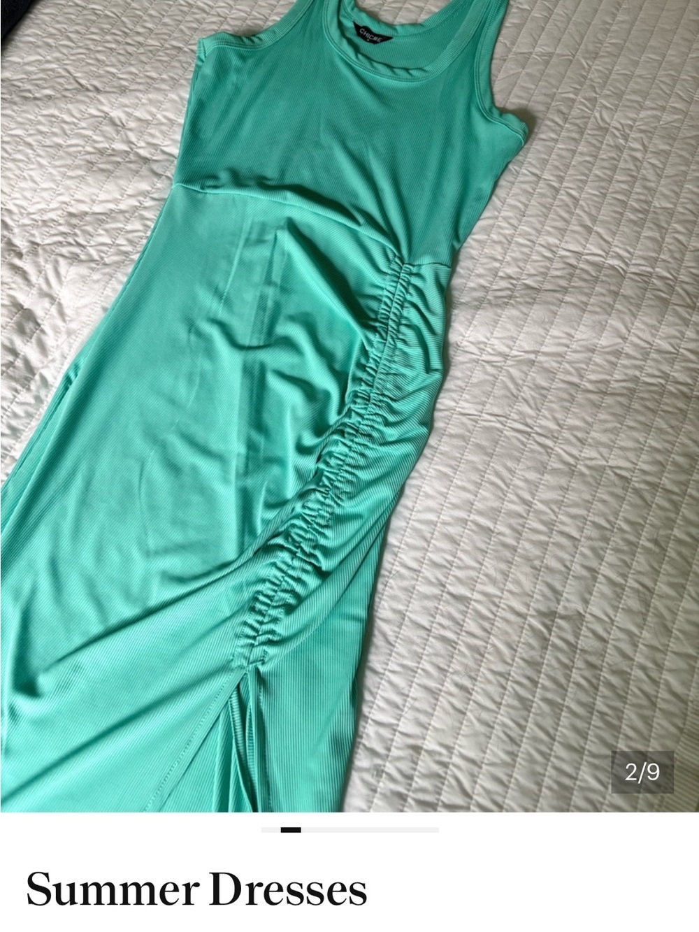 SHEIN Sleeveless Ruched Side Maxi Dress in Mint